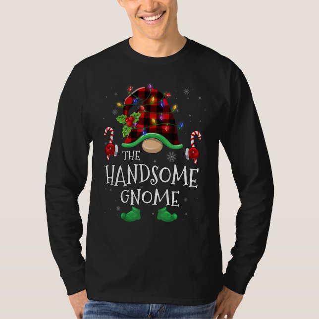 Handsome Gnome Buffalo Plaid Matching Family Chris T-Shirt (Vorderseite)