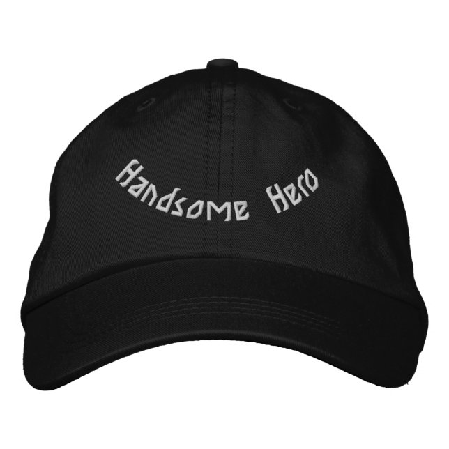 Handsome Hero Elegant Adjustable Modern Black-Hat  Bestickte Baseballkappe (Vorderseite)