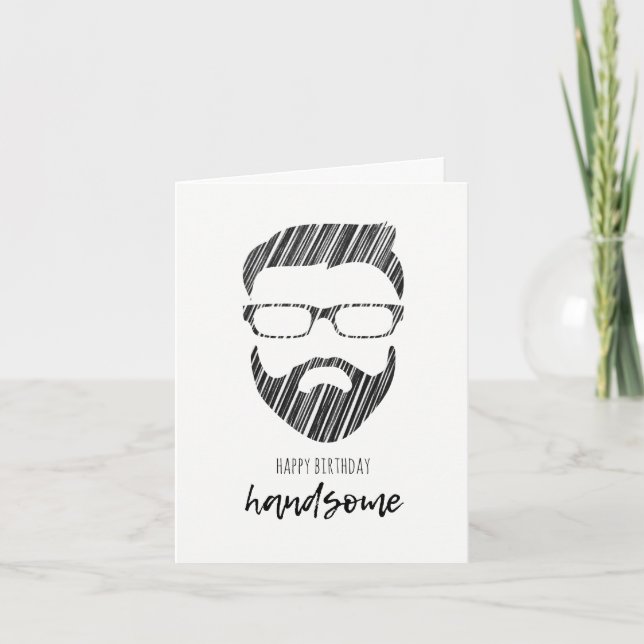 Handsome Hipster Happy Birthday Card Karte (Vorderseite)