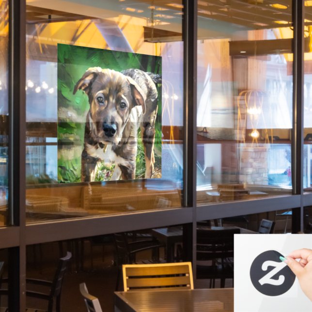 Handsome Husky Mix Puppy Window Fensteraufkleber (Restaurantfenster)