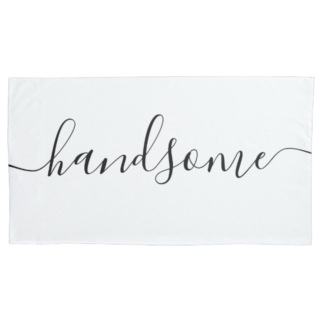 Handsome männlicher NAME White Black Script Kissenbezug (Vorderseite)