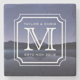 Handsome Monogram Beautiful Landscape Foto Simple Steinuntersetzer