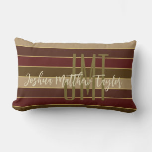 HANDSOME MONOGRAM NAME GOLD CRIMSON BROWN STRIPES LENDENKISSEN
