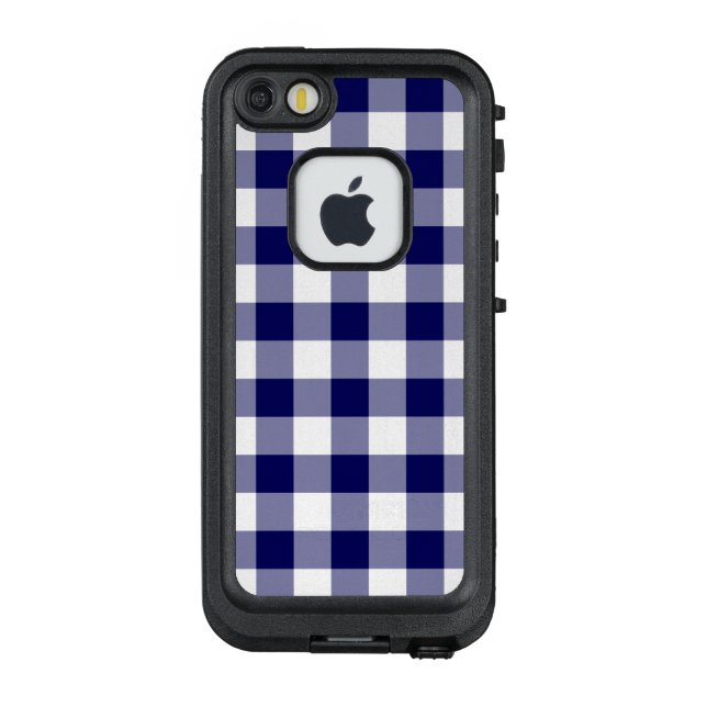 Handsome Navy und White Gingham Kariert LifeProof iPhone Hülle (Rückseite)