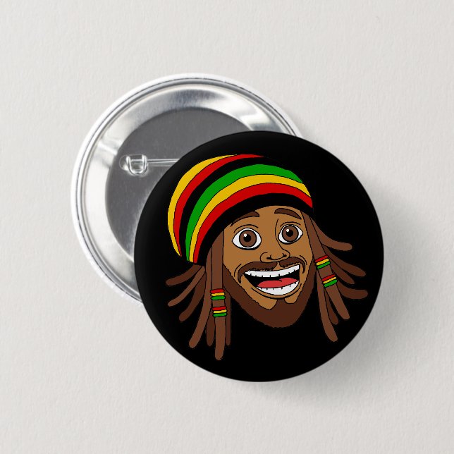 Handsome Rasta Man Button (Vorne & Hinten)