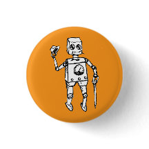 Handsome Robot on a Orange Field