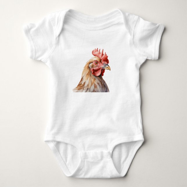 Handsome Rooster Face and Head Baby Strampler (Vorderseite)