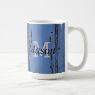 Handsome Rustic Blue Personalisiert Monogram Kaffeetasse