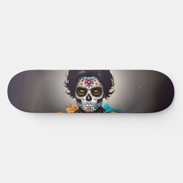 Handsome Sugar Skull Man Boy Teen Skate Deck Skateboard (Horizontal)