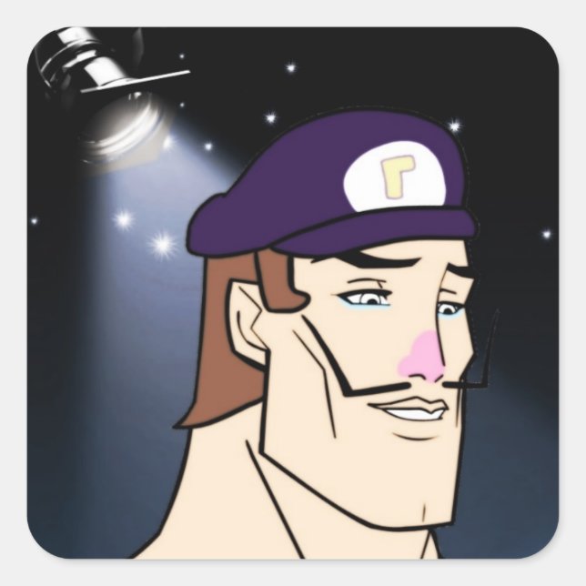 Handsome Waluigi Quadratischer Aufkleber (Vorderseite)