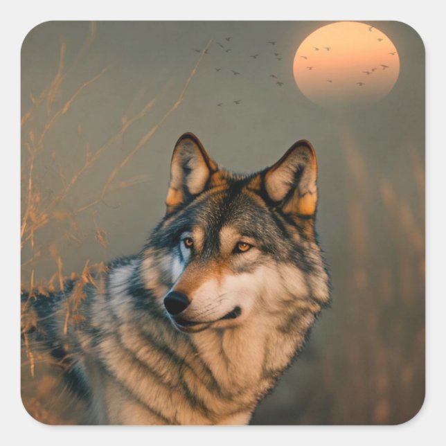 Handsome Wolf Quadratischer Aufkleber (Vorderseite)