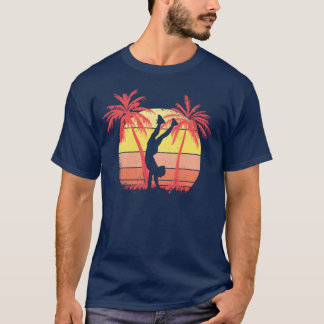 Handstand Mädchen Sommer Sonnenuntergang 80er Palm T-Shirt