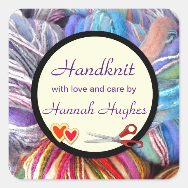 Handstricken Quadratischer Aufkleber (Vorderseite)