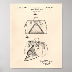 Handtasche 1937 Patent Kunst Alte Perle Poster