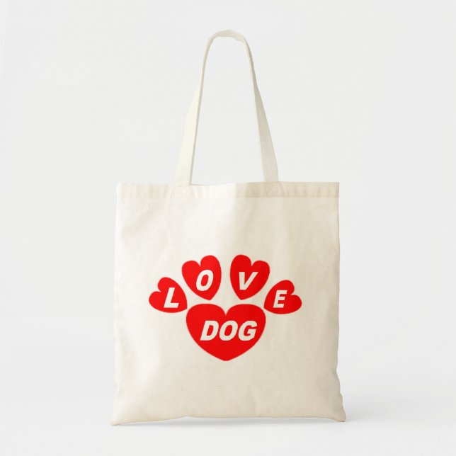Handtasche Liebe Hund Rot Herz Tragetasche (Vorne)