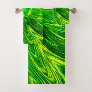 Handtuch Abstrakte Linien Grüne Blume Badhandtuch Set