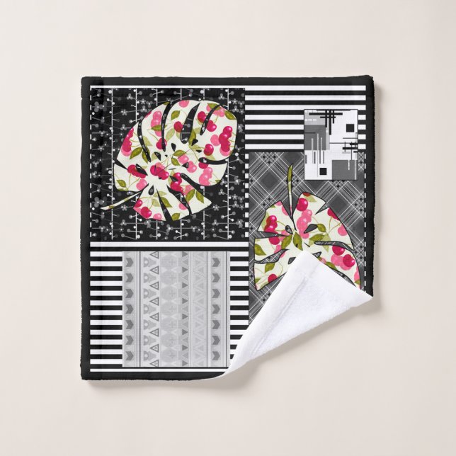 Handtuch Abstrakte Patchwork Steppdecke Steppdecke Badhandtuch Set (Waschlappen)