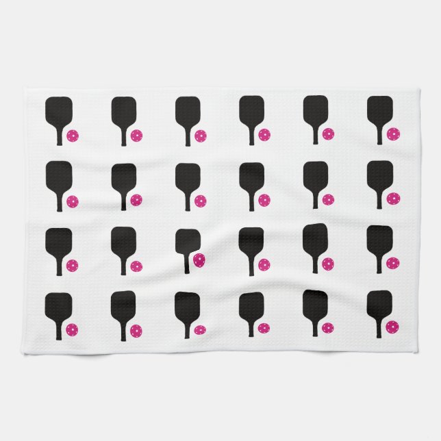 Handtuch aus schwarzen Picklebs und rosa Bälle (Horizontal)