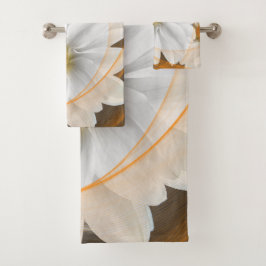 Handtuch Blume Weiß Schwarz Orange Badhandtuch Set