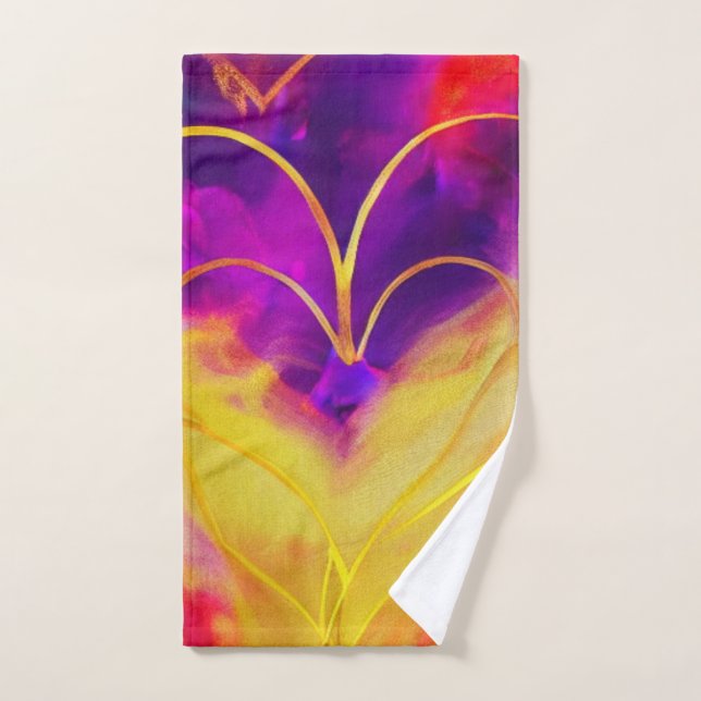 Handtuch für lila und goldene Herzen (Handtuch)