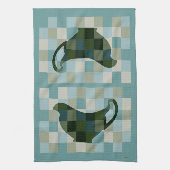 Handtuch für Schachbrettmuster (aquamarin) (Vertikal)