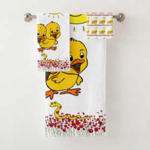 Handtuch Handtuch Gelbe Chicks Schlange Rose Blume Badhandtuch Set