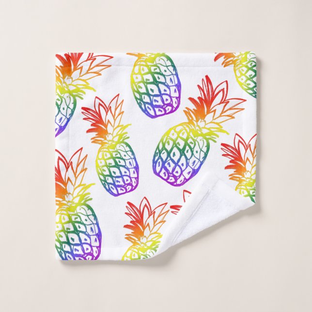 Handtuch mit einer lebendigen Ananas aus Regenboge Waschlappen (Waschlappen)