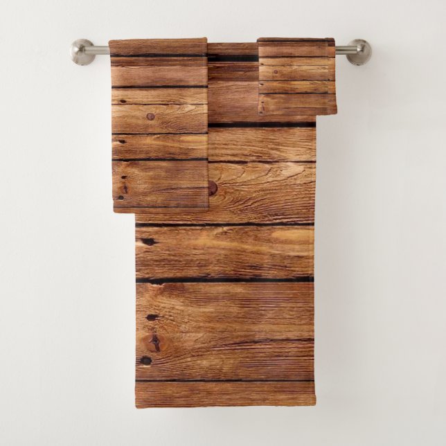 Handtuch Rustikales Holz Orange Badhandtuch Set (Insitu)