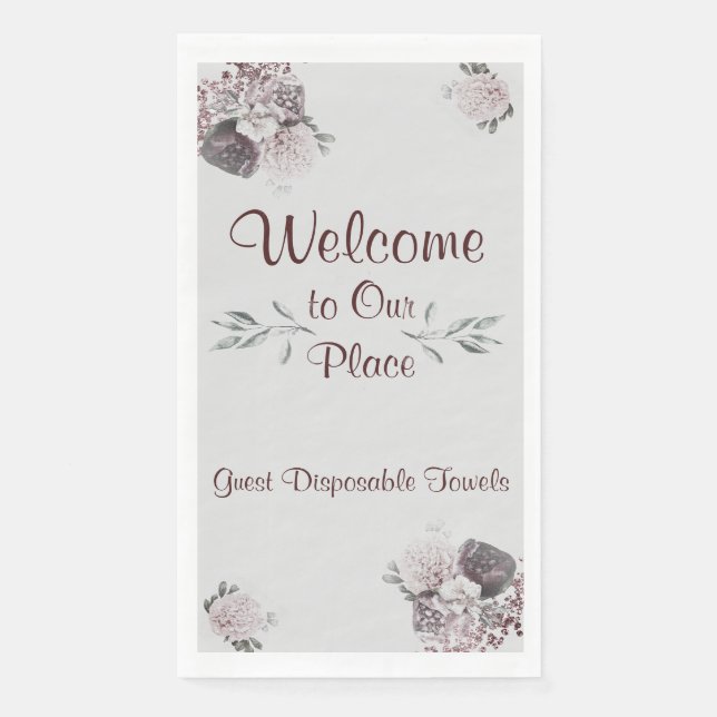 Handtücher für den Gast Willkommen an unserem Plat Serviette (Vorderseite)