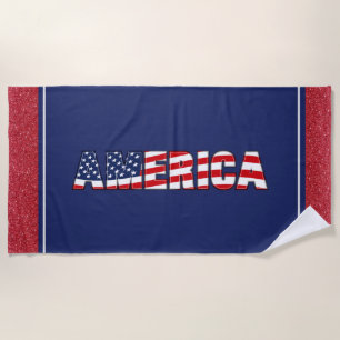 Handtücher für Strand Amerika Glitzer Rot, Weiß, B