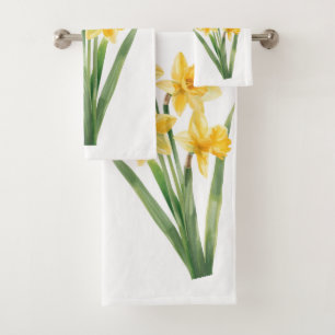 Handtücher mit Frühlingsnarzissen, gelbes Blumende