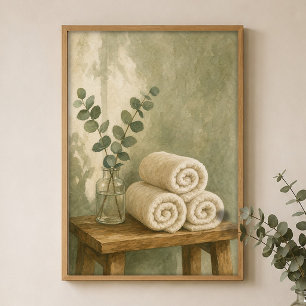 Handtücher und Eukalyptus Wasserfarbenposter Poster