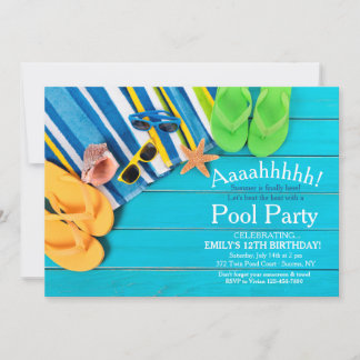 Handtücher und Flip Flops Einladung