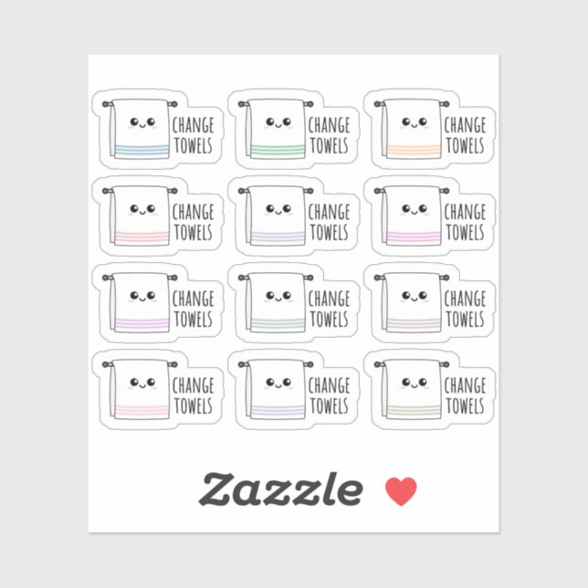 Handtücher wechseln Wäscheservice Reinigungsanstal Aufkleber (Blatt)