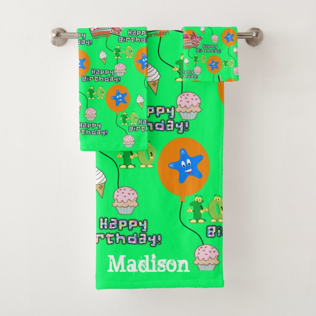Handtuchhalter, #10 Happy 10. Geburtstag Badhandtuch Set (Insitu)