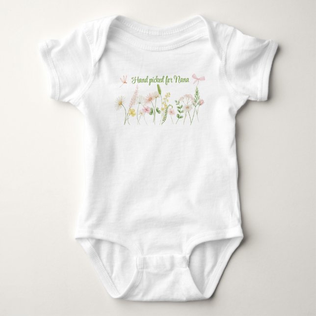 Handverlesene Blumen für die Großmutter Baby Strampler (Vorderseite)