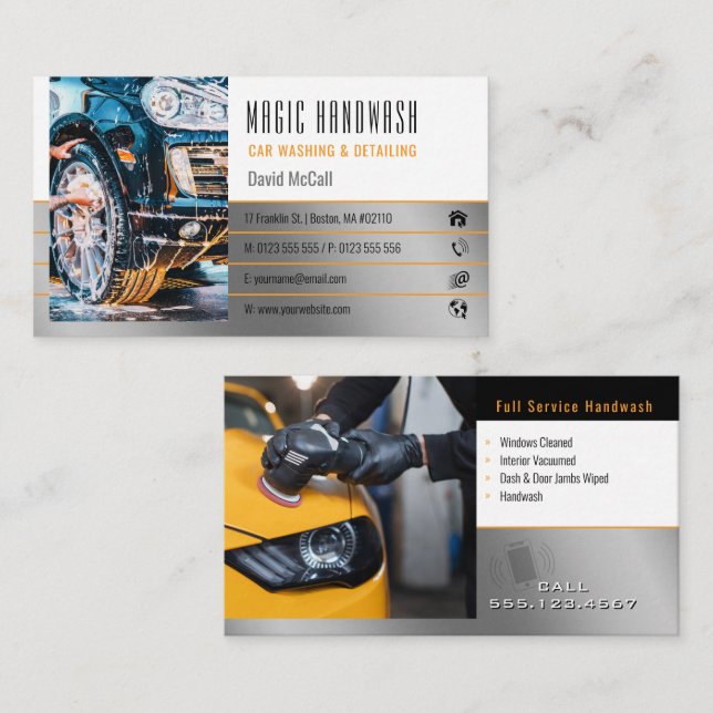 Handwaschanlagen | Autowaschen Visitenkarte (Vorne/Hinten)