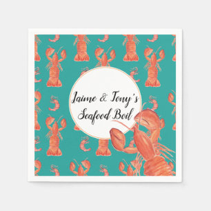 Handwasserfarbe Meeresfrüchte-Kochfest Hummer Garn Serviette