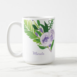 Handwasserfarben-Blumen in Lila Kaffeetasse