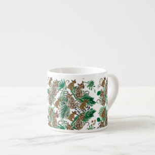 Handwasserfarben Jaguar und Safari-Grün Espressotasse