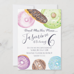 Handwasserfarbene Donuts Eclairs Glasierte Geburts Einladung