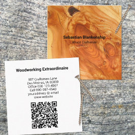 Handwerker für Holzbearbeitung - QR-Code Quadratische Visitenkarte