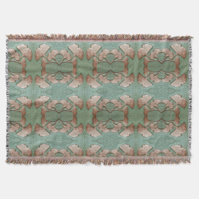Handwerker Gingko Throw Blanket Decke (Vorderseite)