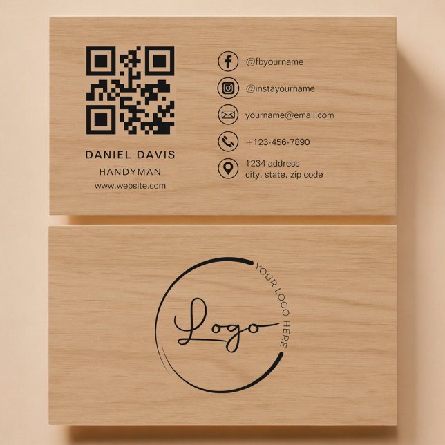Handwerker Holz Professional QR Code Visitenkarte (Von Creator hochgeladen)