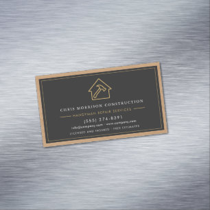 Handwerker Holz QR-Code Bau Schwarz Gold Magnetische Visitenkarte