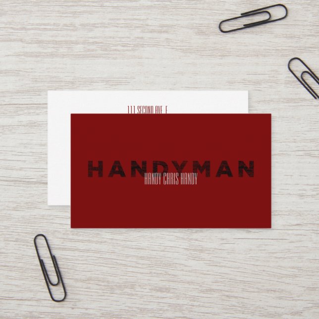 Handwerker [Letterpress-Stil] Visitenkarte (Vorderseite/Rückseite Beispiel)