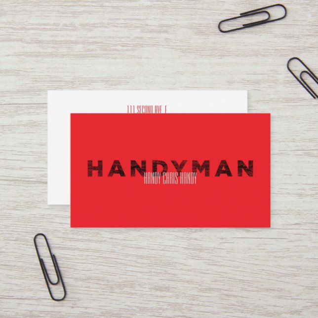 Handwerker [Letterpress Stil] Visitenkarte (Vorderseite/Rückseite Beispiel)