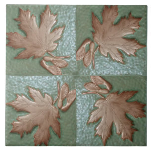 Handwerker Maple Leaf grün und Kupfer Fliese