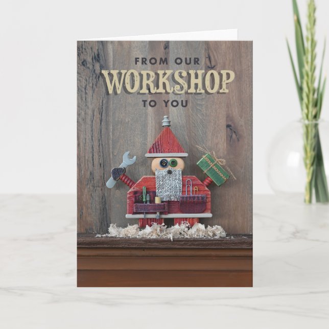 Handwerker Santa Christmas Card Dankeskarte (Vorderseite)