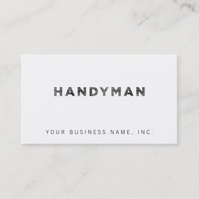 Handwerker [Schwarzer Faux-Letterpress-Stil] Visitenkarte (Vorderseite)